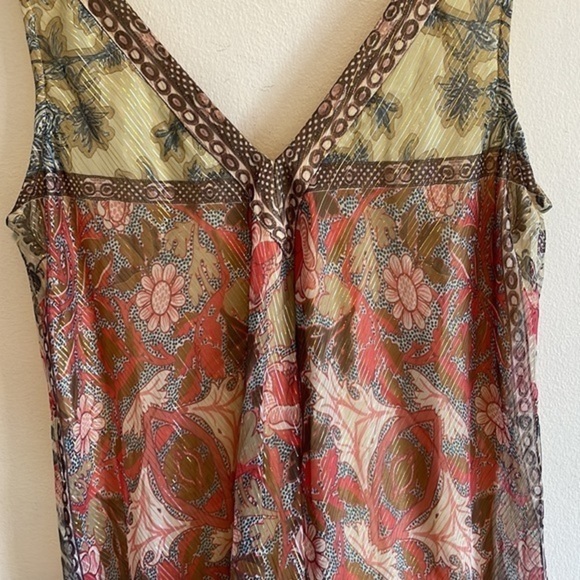 Hemant & Nandita Mellona Floral Embroidered Midi Dress Women’s‎ Size Small Gold - Picture 7 of 10